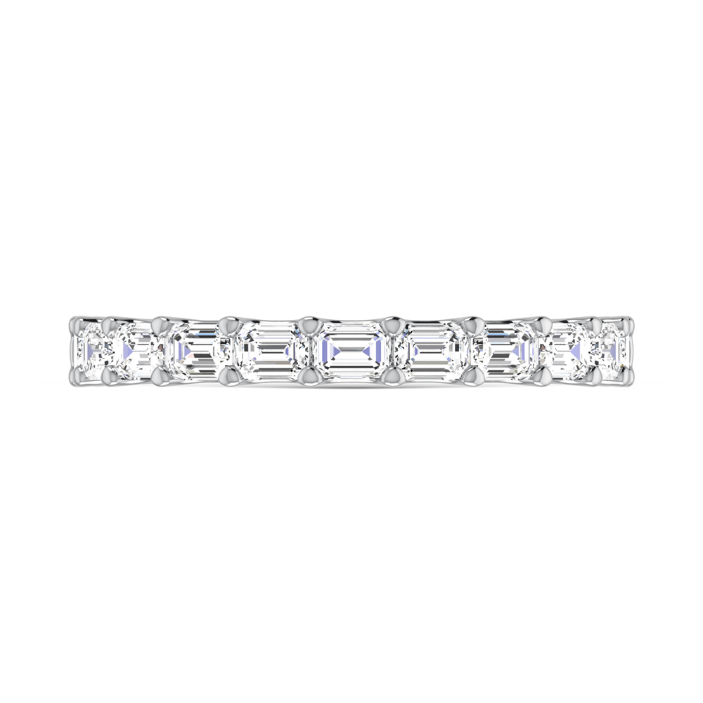 14K White Gold Lab Grown Diamond 7/8 Ct.Tw. Emerald Shape Half Way East West Eternity Band