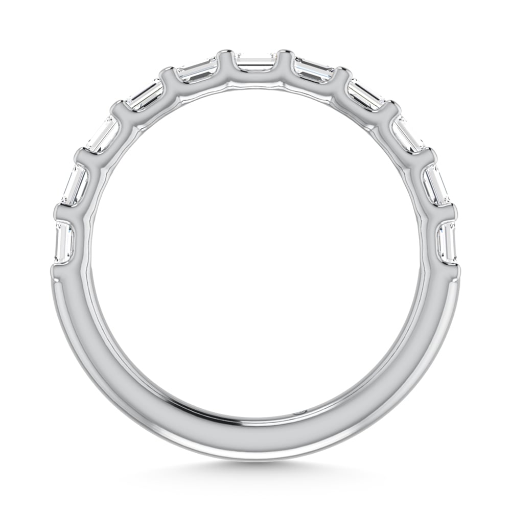 14K White Gold Lab Grown Diamond 7/8 Ct.Tw. Emerald Shape Half Way East West Eternity Band