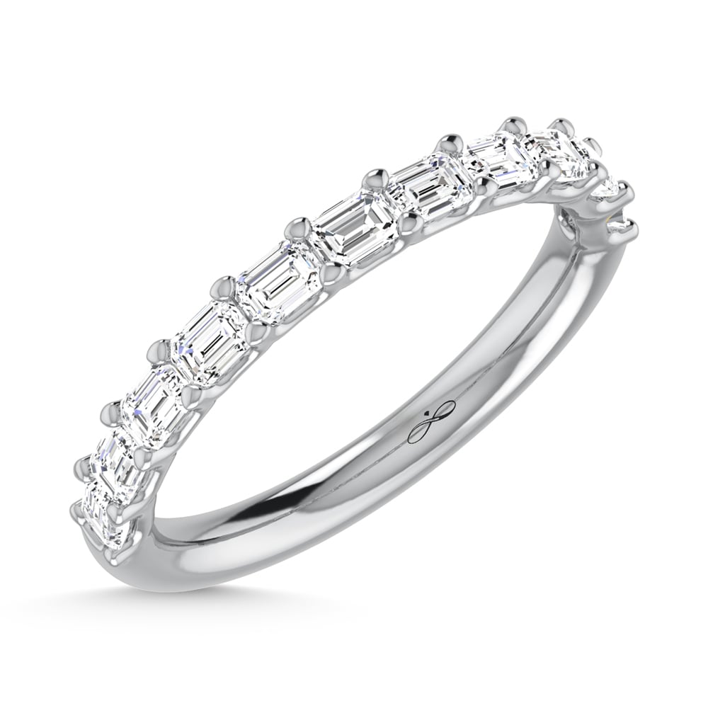 14K White Gold Lab Grown Diamond 1 1/3 Ct.Tw. Halfway East West Emerald Wedding Band