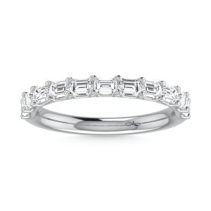 14K White Gold Lab Grown Diamond 1 1/3 Ct.Tw. Halfway East West Emerald Wedding Band