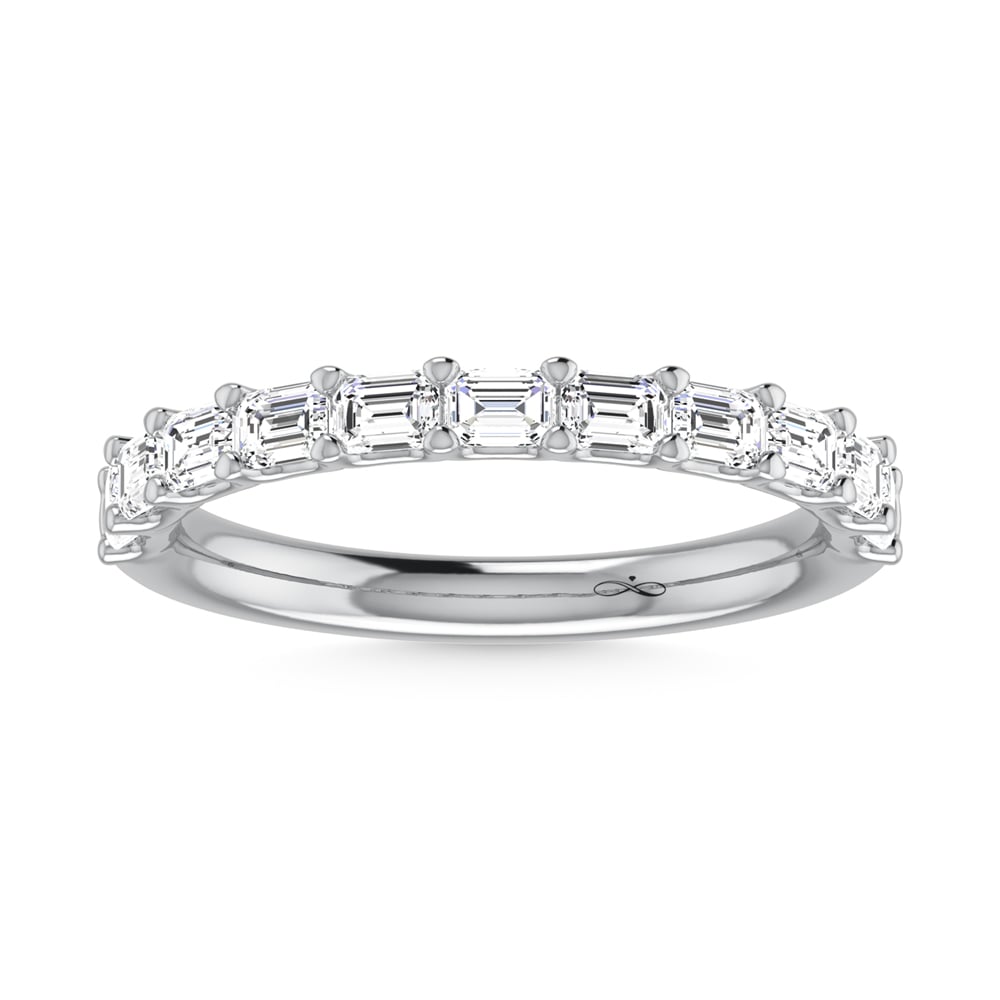 14K White Gold Lab Grown Diamond 1 1/3 Ct.Tw. Halfway East West Emerald Wedding Band