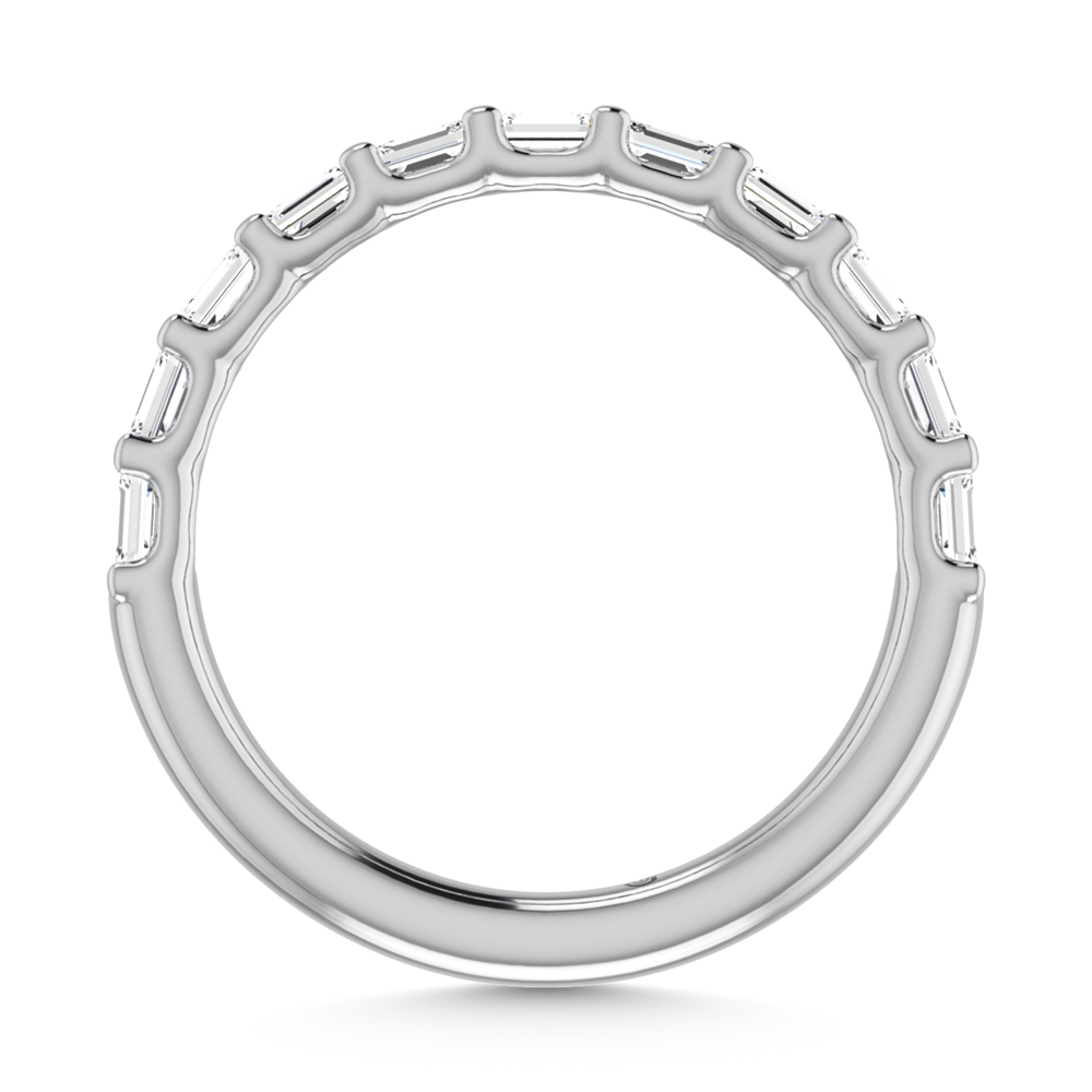 14K White Gold Lab Grown Diamond 1 1/3 Ct.Tw. Halfway East West Emerald Wedding Band