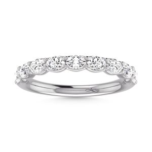 14K White Gold Lab Grown Diamond 7/8 Ct.Tw. Oval Shape Half Way East West Eternity Band