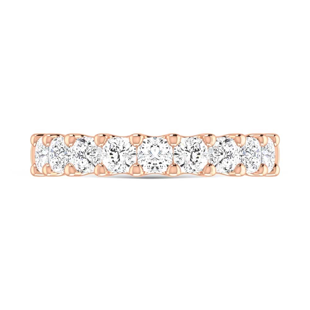 14K Rose Gold 1 Ct.Tw. Cushion Shape Lab Grown Diamond Half Way Eternity Band