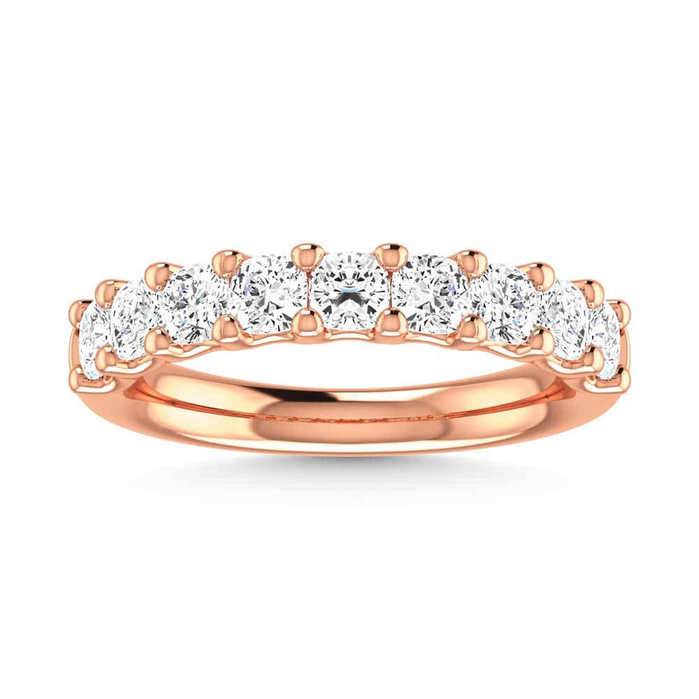 14K Rose Gold 1 Ct.Tw. Cushion Shape Diamond Half Way Eternity Band