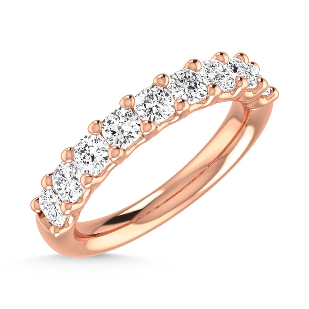 14K Rose Gold 1 Ct.Tw. Cushion Shape Lab Grown Diamond Half Way Eternity Band
