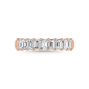 14K Rose Gold 1 Ct.Tw. Emerald Shape Diamond Half Way Eternity Band