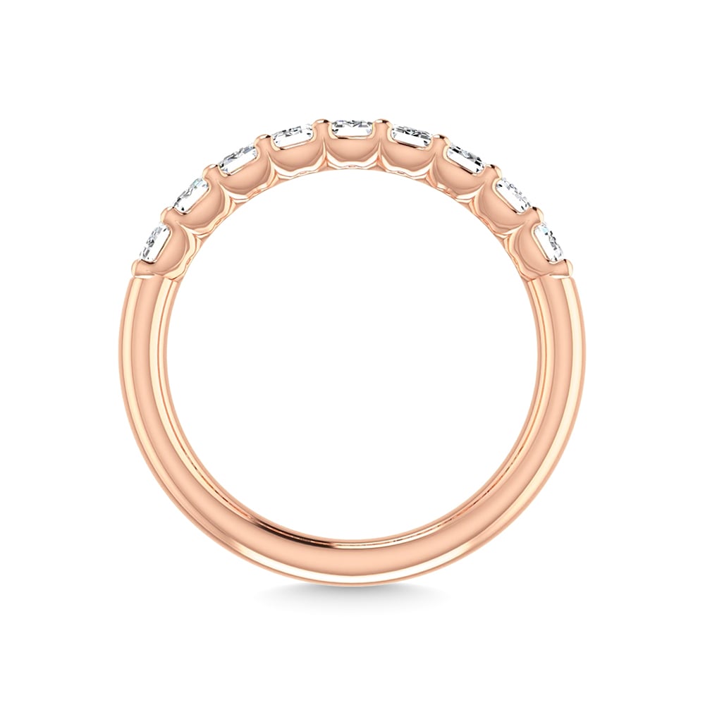 14K Rose Gold 1 Ct.Tw. Emerald Shape Diamond Half Way Eternity Band