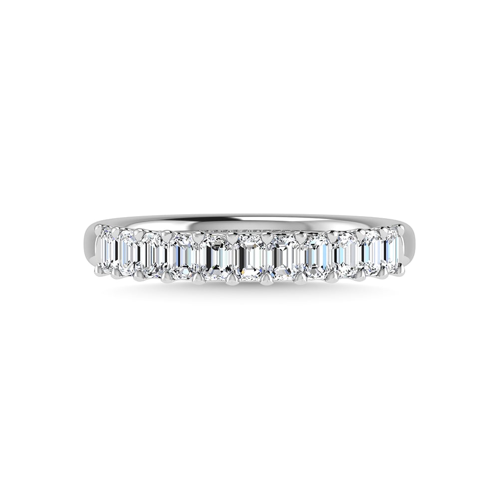 14K White Gold Lab Grown Diamond 1 Ct.Tw. Halfway Emerald Wedding Band