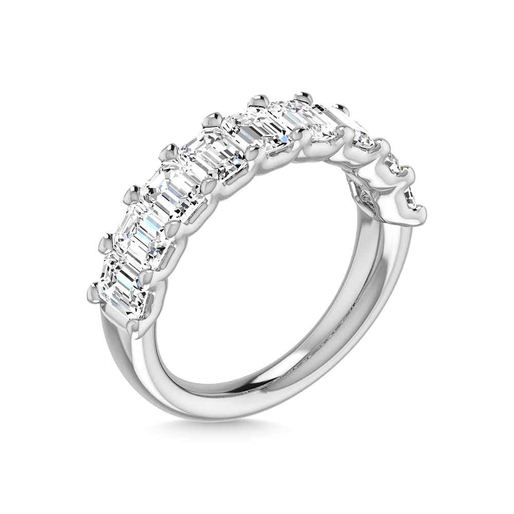 14K White Gold Lab Grown Diamond 2 7/8 Ct.Tw. Emerald Shape Half Way Eternity Band