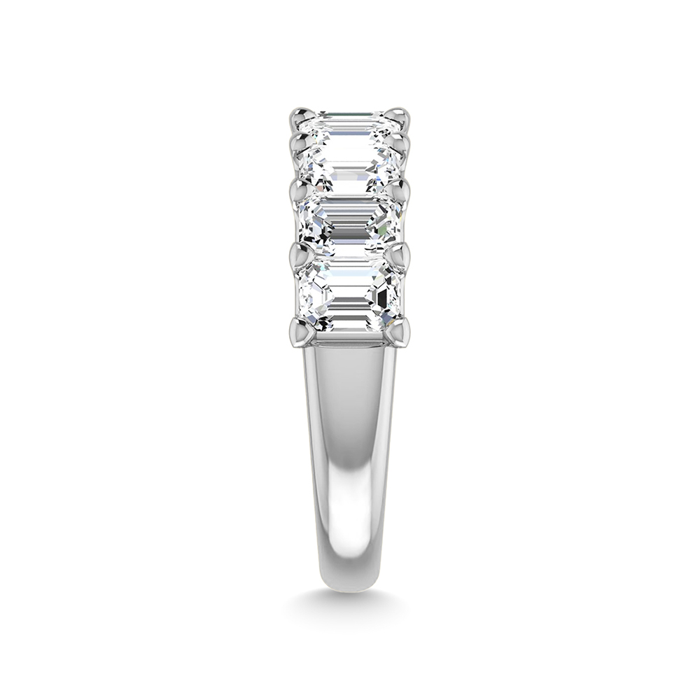 14K White Gold Lab Grown Diamond 2 7/8 Ct.Tw. Emerald Shape Half Way Eternity Band