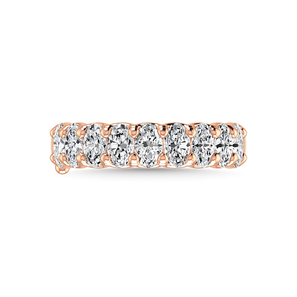 14K Rose Gold 1 Ct.Tw. Oval Shape Diamond Half Way Eternity Band