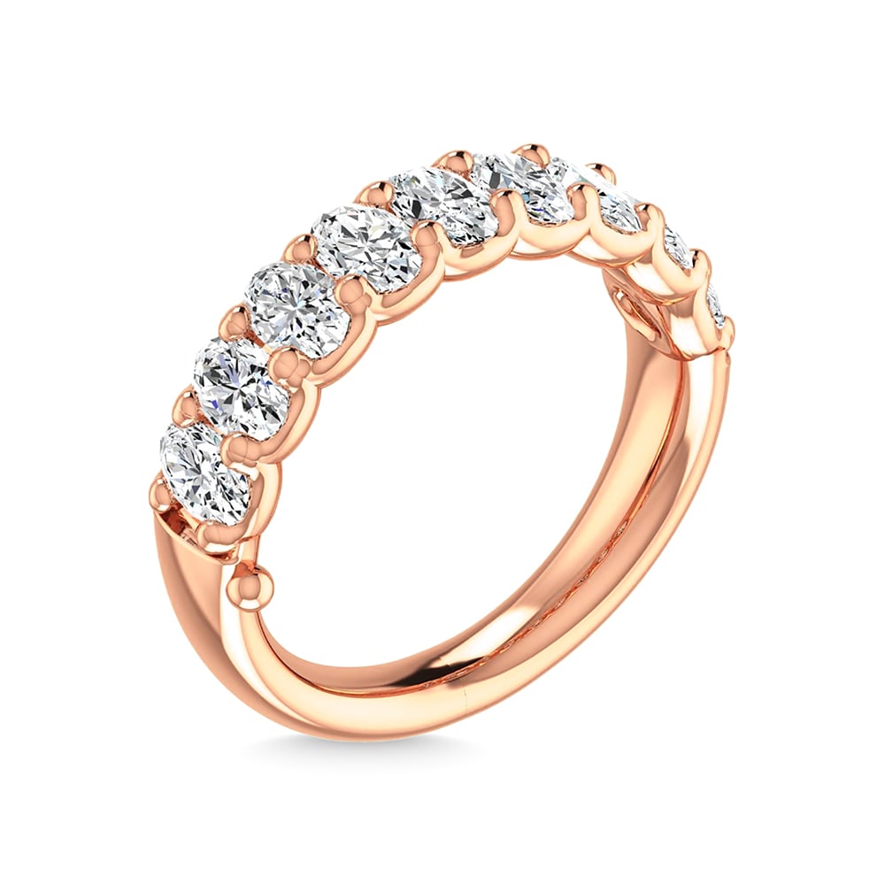14K Rose Gold 1 Ct.Tw. Oval Shape Diamond Half Way Eternity Band