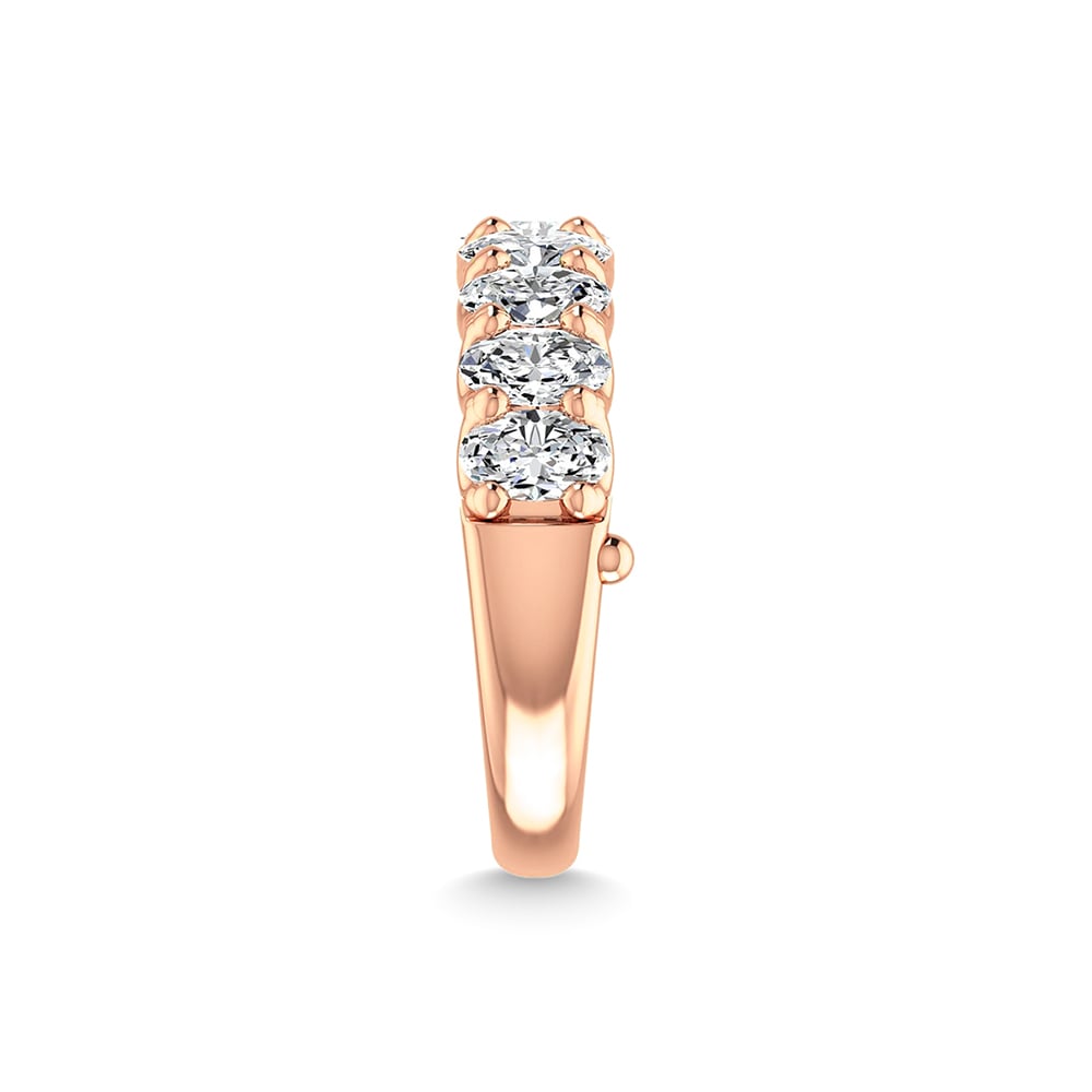 14K Rose Gold 1 Ct.Tw. Oval Shape Lab Grown Diamond Half Way Eternity Band