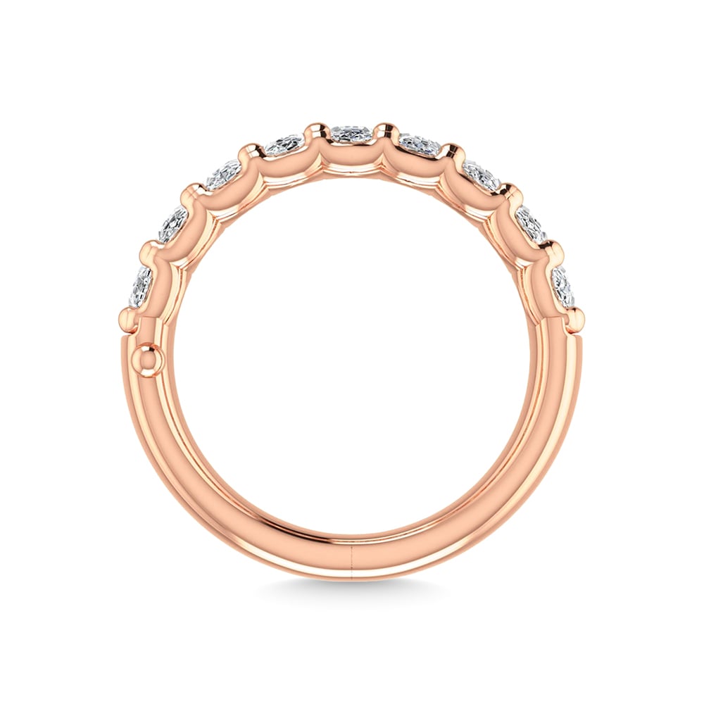 14K Rose Gold 1 Ct.Tw. Oval Shape Diamond Half Way Eternity Band