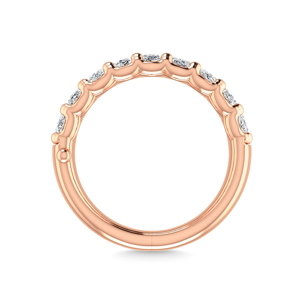 14K Rose Gold 1 Ct.Tw. Oval Shape Lab Grown Diamond Half Way Eternity Band