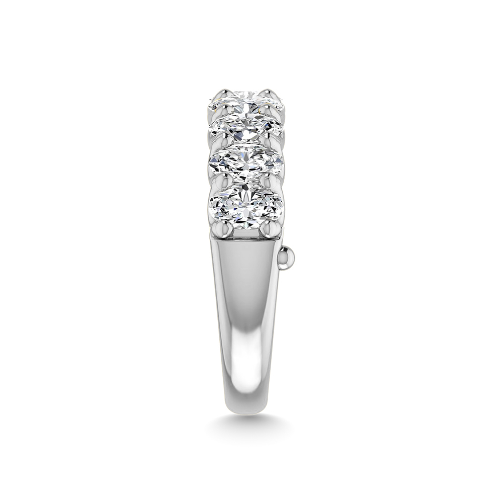 14K White Gold Lab Grown Diamond 1 1/3 Ct.Tw. Oval Shape Halfway Wedding Band