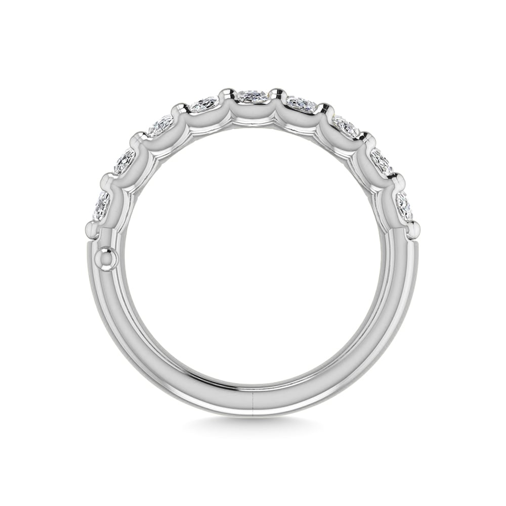 14K White Gold Lab Grown Diamond 1 1/3 Ct.Tw. Oval Shape Halfway Wedding Band