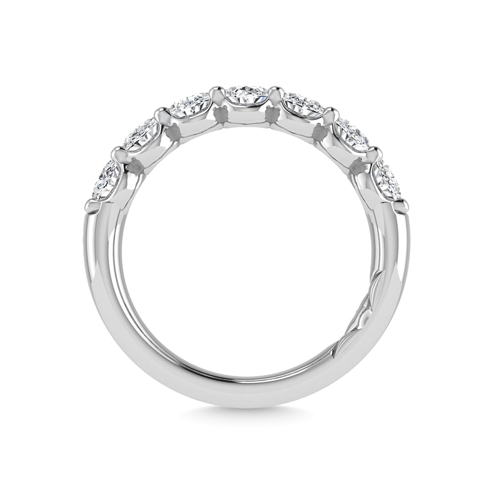 14K White Gold Lab Grown Diamond 2 1/3 Ct.Tw. Oval Shape Halfway Wedding Band
