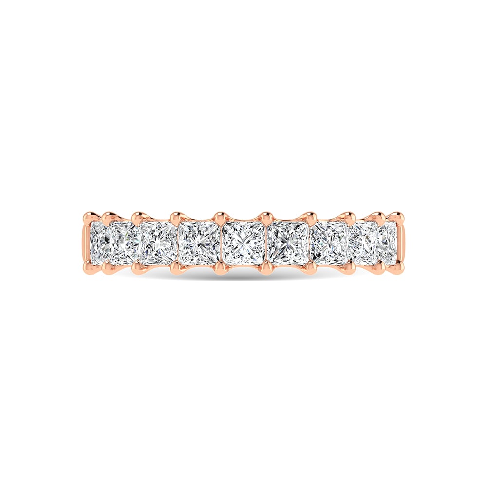 14K Rose Gold 1 Ct.Tw. Princess Shape Diamond Half Way Eternity Band