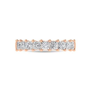 14K Rose Gold  1 Ct.Tw. Princess Shape Lab Grown Diamond Half Way Eternity Band