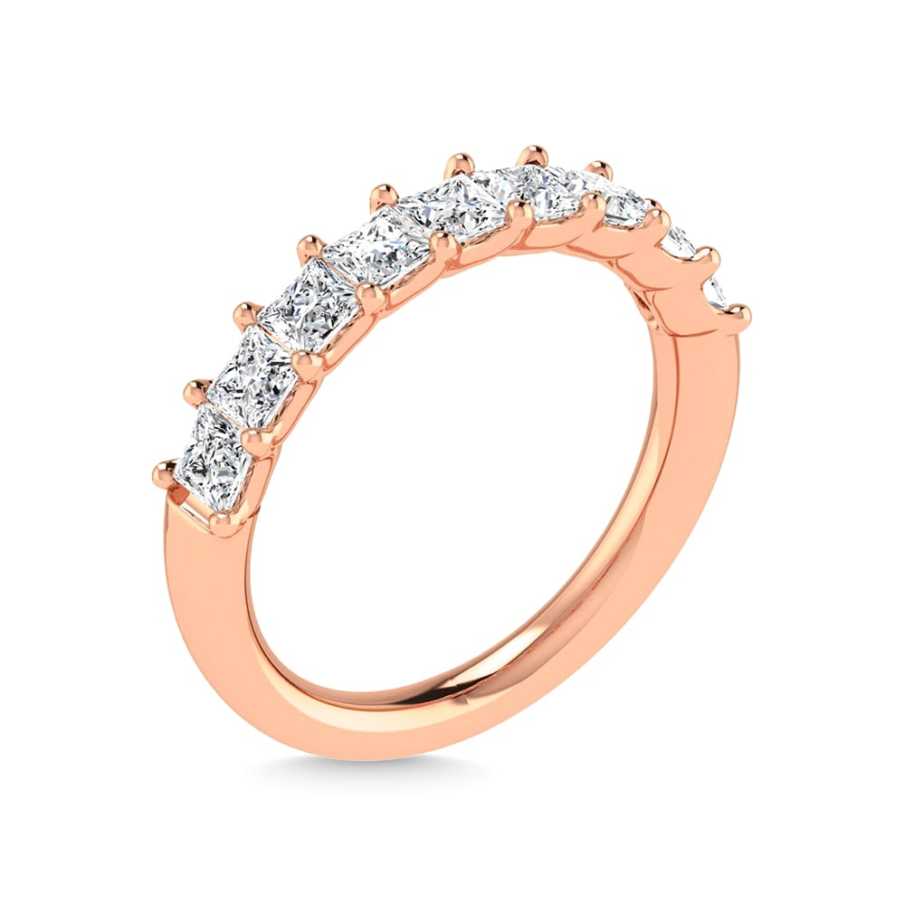 14K Rose Gold 1 Ct.Tw. Princess Shape Diamond Half Way Eternity Band