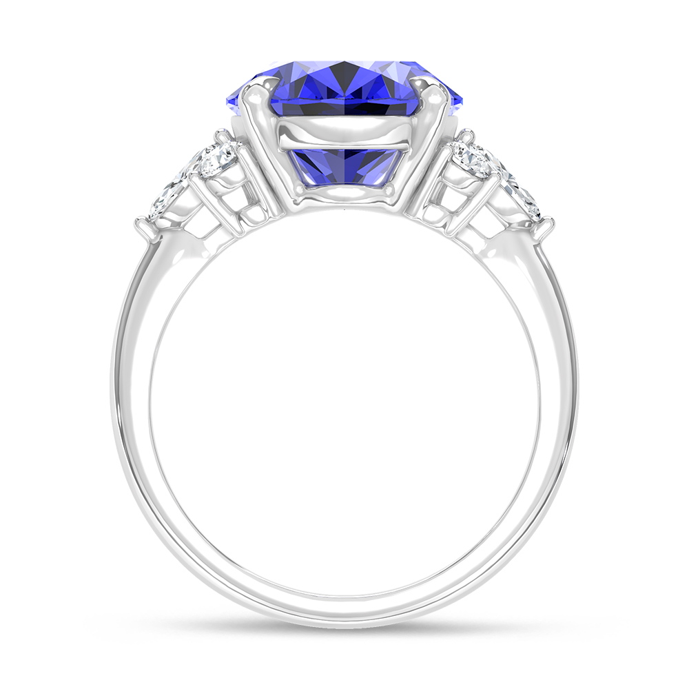 14K White Gold Lab Grown Diamond 7 1/8 Ct.Tw. Oval Shape Recrystalized Blue Sapphire Engagement Ring (Center 6 5/8 ct)