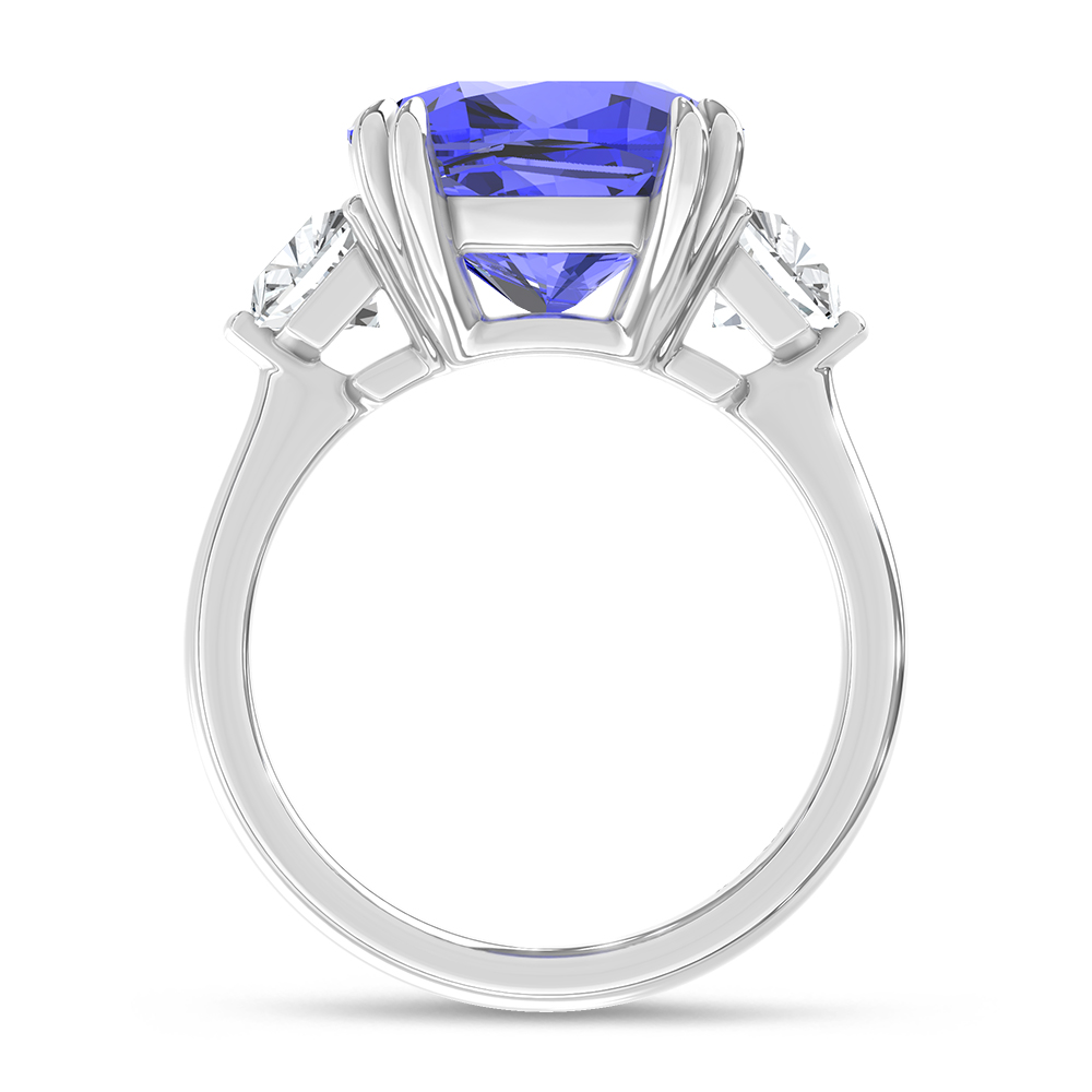 14K White Gold Lab Grown Diamond 9 1/4 Ct.Tw. Cushion Shape Recrystalized Blue Sapphire Engagement Ring (Center 7 3/4 ct)