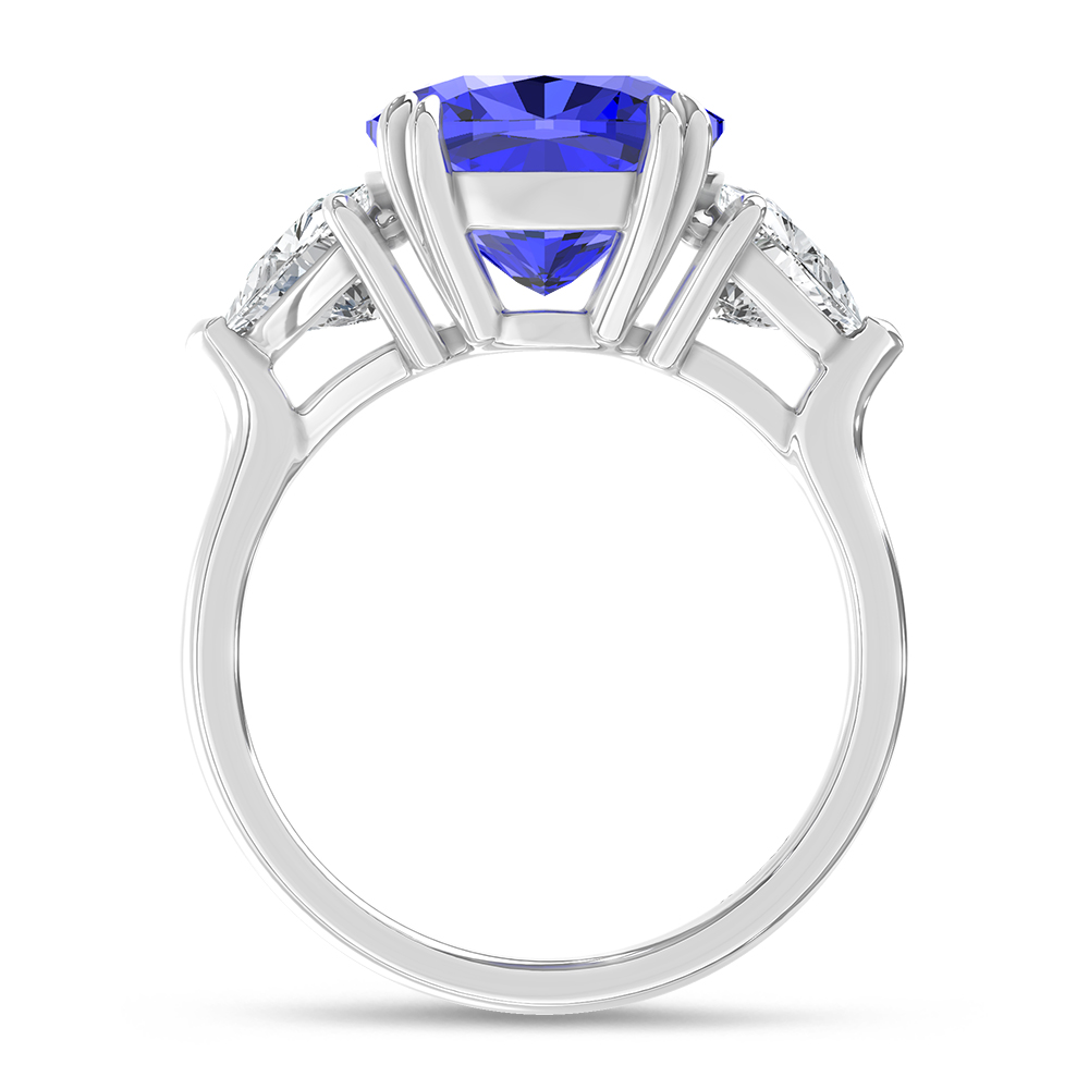 14K White Gold Lab Grown Diamond 7 1/5 Ct.Tw. Cushion Shape Recrystalized Blue Sapphire Engagement Ring (Center 5 3/4 ct)