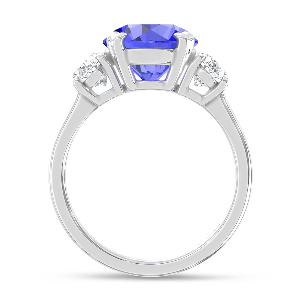 14K White Gold Lab Grown Diamond 6 Ct.Tw. Oval Shape Recrystalized Blue Sapphire Engagement Ring (Center 5 ct)