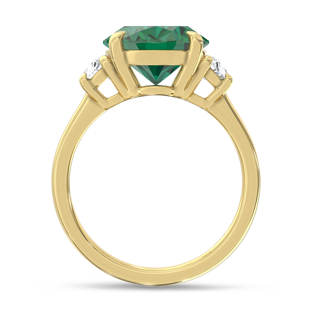 14K Yellow Gold Lab Grown Diamond 5 1/2 Ct.Tw. Oval Shape Recrystalized Emerald Engagement Ring (Center 5 ct)