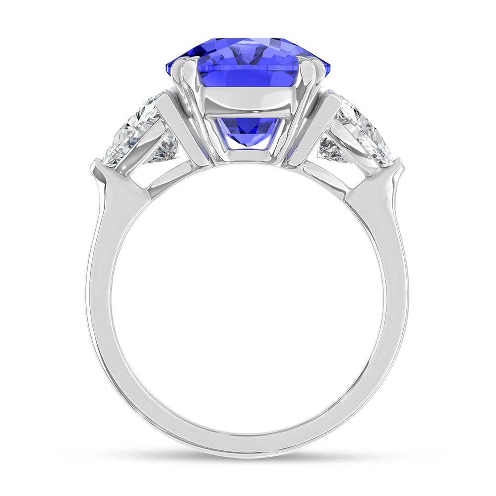 14K White Gold Lab Grown Diamond 10 1/5 Ct.Tw. Cushion Shape Recrystalized Blue Sapphire Engagement Ring (Center 8 3/8 ct)