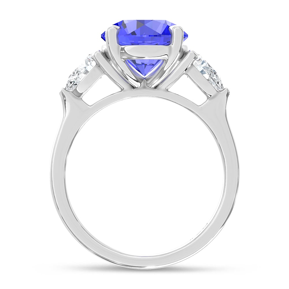 14K White Gold Lab Grown Diamond 5 5/8 Ct.Tw. Cushion Shape Recrystalized Blue Sapphire Engagement Ring (Center 5 ct)
