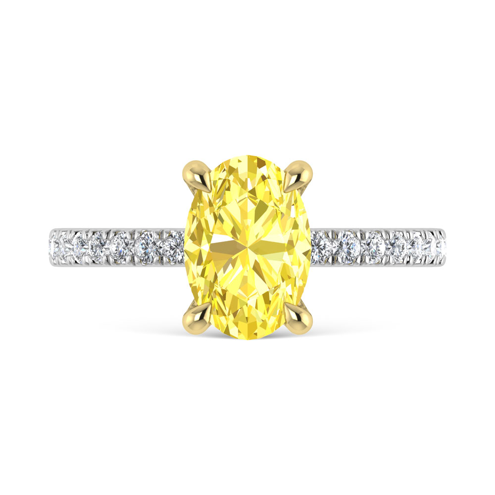 14K White Gold Lab Grown Diamond Oval Yellow 2 3/8 Ct.Tw. Engagement Ring (Center 2 ct)