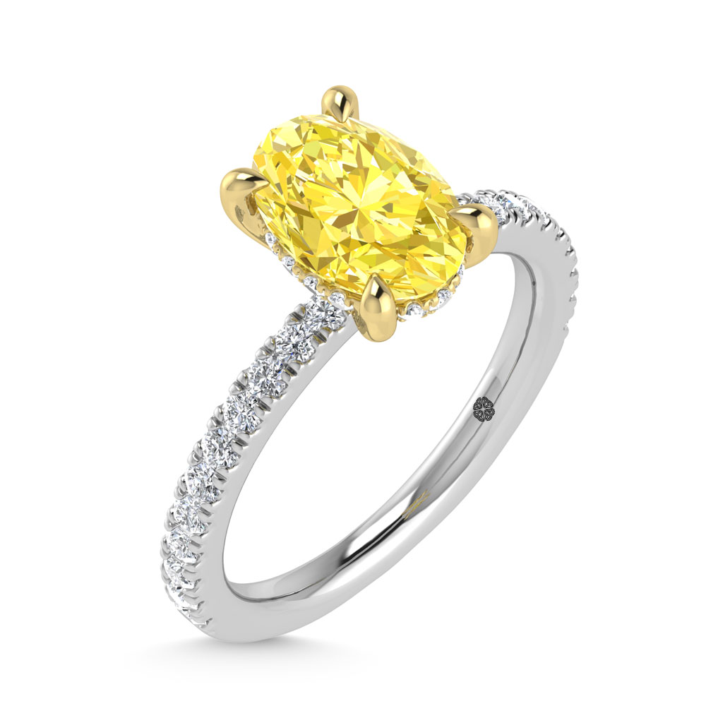 14K White Gold Lab Grown Diamond Oval Yellow 2 3/8 Ct.Tw. Engagement Ring (Center 2 ct)