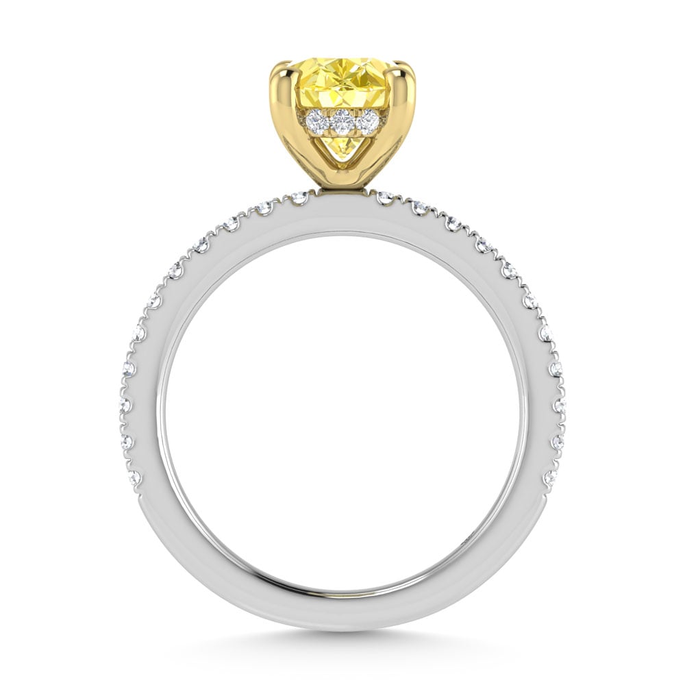14K White Gold Lab Grown Diamond Oval Yellow 2 3/8 Ct.Tw. Engagement Ring (Center 2 ct)