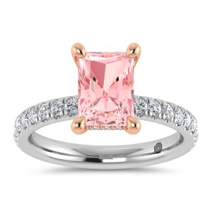 14K White Gold Lab Grown Radiant Shape Pink Diamond 2 1/2 Ct.Tw. Engagement Ring