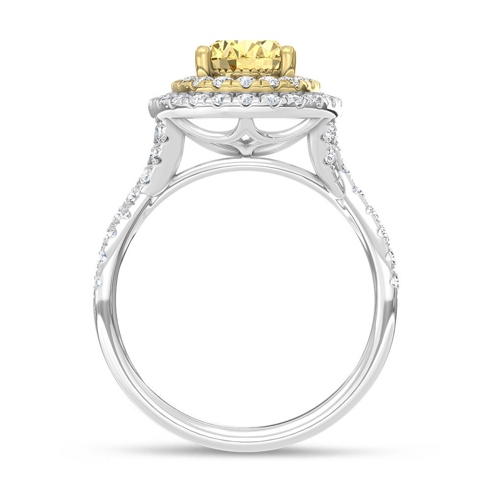 14K Two Tone Gold Lab Grown Diamond 2 7/8 Ct.Tw. Yellow Oval Shape Engagement Ring (Center 2ct)