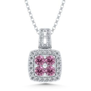 14K White Gold Lab Grown Blue and Pink Diamond 1 7/8 Ct.Tw. Flip Pendant