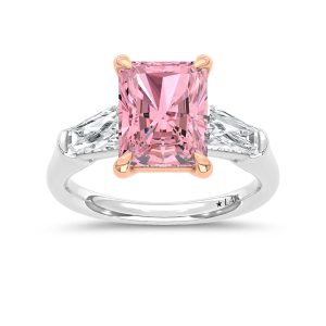 14K White Gold Lab Grown Diamond Pink Radiant Shape 5 1/5 Ct.Tw. Engagement Ring (Center 4 CT)