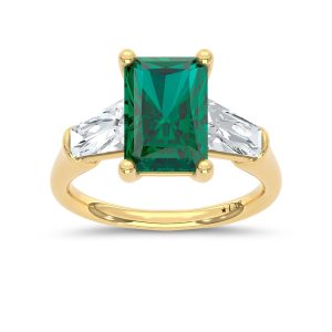 14K White Gold Lab Grown Diamond Green Radiant Shape 5 1/5 Ct.Tw. Engagement Ring (Center 4 CT)