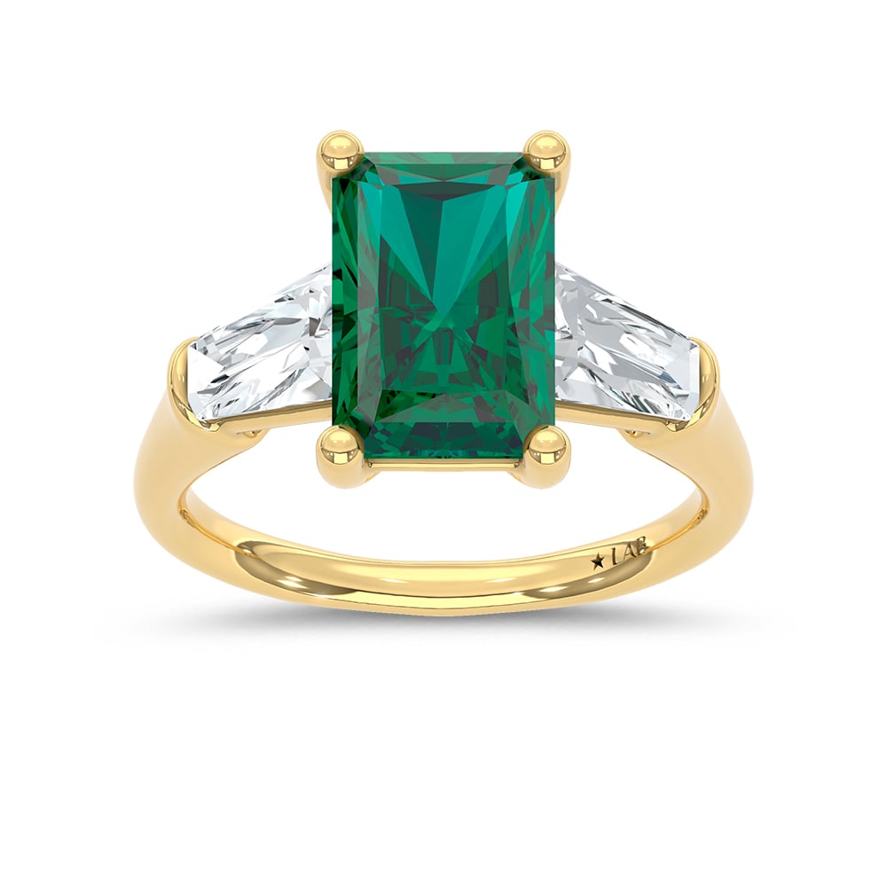 14K White Gold Lab Grown Diamond Green Radiant Shape 5 1/5 Ct.Tw. Engagement Ring (Center 4 CT)