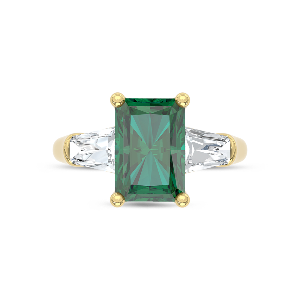 14K White Gold Lab Grown Diamond Green Radiant Shape 5 1/5 Ct.Tw. Engagement Ring (Center 4 CT)