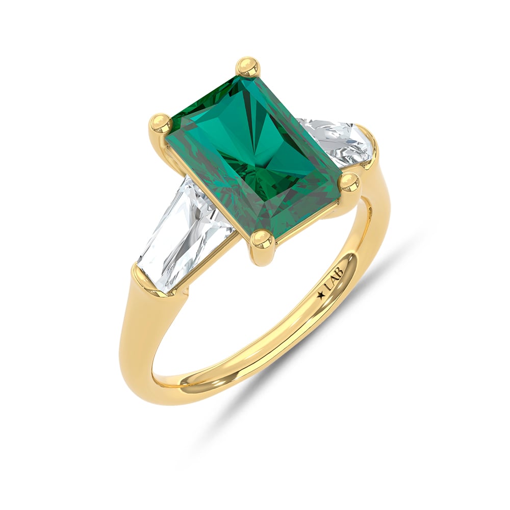 14K White Gold Lab Grown Diamond Green Radiant Shape 5 1/5 Ct.Tw. Engagement Ring (Center 4 CT)