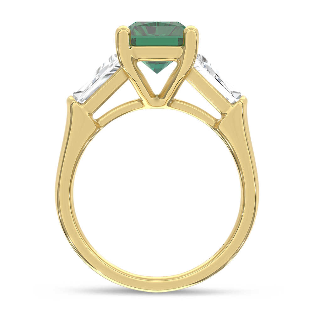 14K White Gold Lab Grown Diamond Green Radiant Shape 5 1/5 Ct.Tw. Engagement Ring (Center 4 CT)