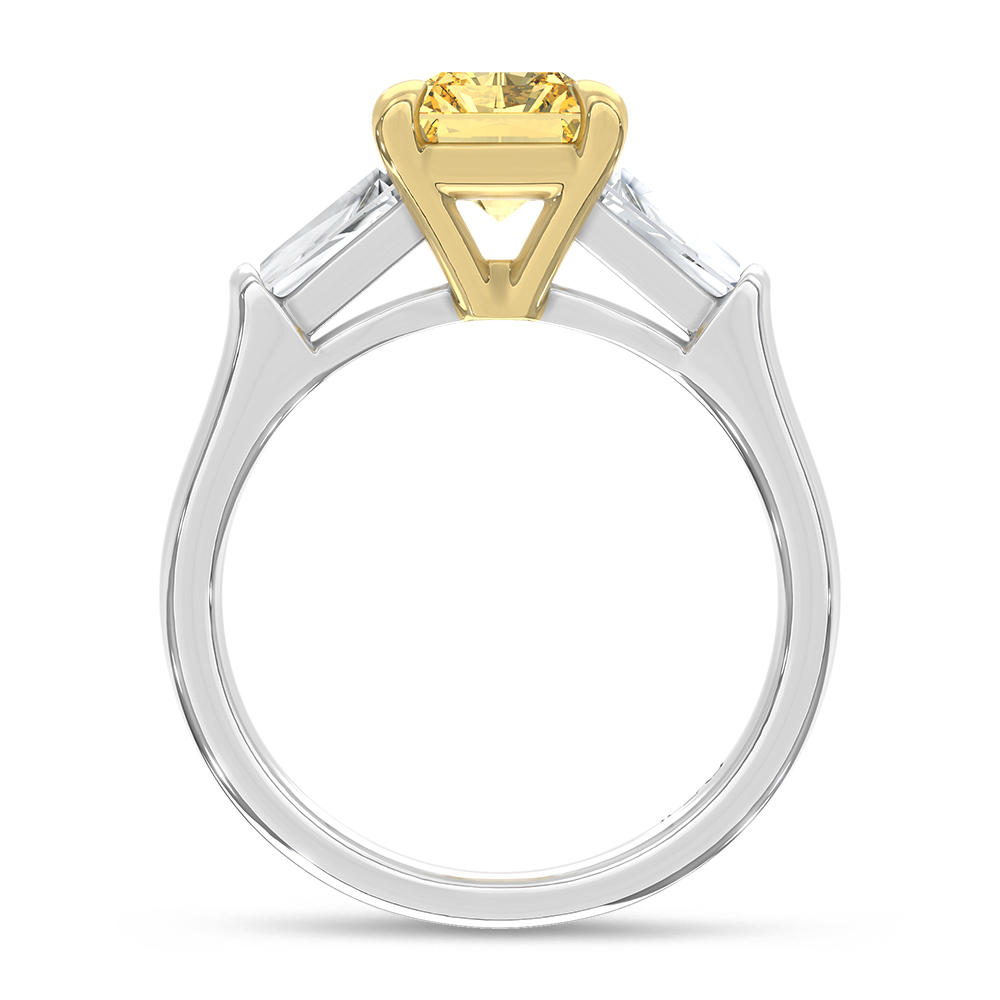 14K Two Tone Lab Grown Diamond Yellow Radiant Shape 2 5/8 Ct.Tw. Engagement Ring (Center 2 CT)