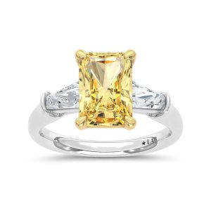 14K Two Tone Lab Grown Diamond Yellow Radiant Shape 3 3/4 Ct.Tw. Engagement Ring (Center 3 CT)