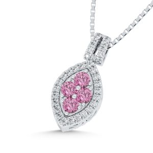 14K White Gold Lab Grown Blue and Pink Diamond 2 1/3 Ct.Tw. Flip Pendant