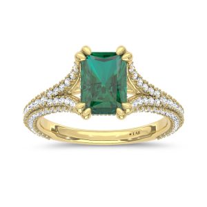 14K Yellow Gold Lab Grown Diamond 2 3/4 Ct.Tw. Green Radiant Engagement Ring (Center 2 ct)