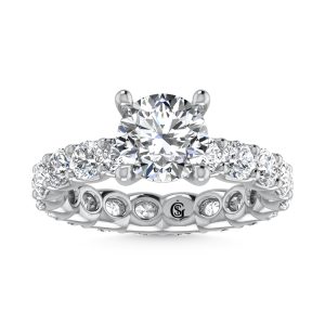 14K White Gold Lab Grown Diamond 4 5/8 Ct.Tw. Round Shape Halfway Engagement Ring ( IGI Certfied Center 2CT)